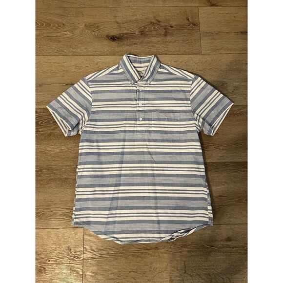 J. Crew Mens Blue Striped Short Sleeve Polo Single Pocket Size Small - Picture 1 of 3